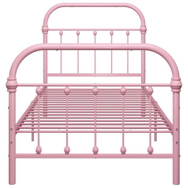 vidaXL Bedframe metaal roze 90x200 cm