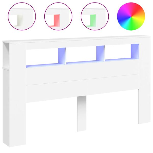 vidaXL Hoofdeinde met LED 180x18,5x103,5 cm bewerkt hout wit