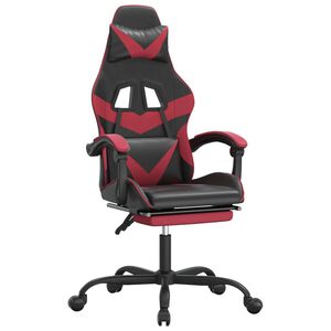 vidaXL Gamestoel draaibaar met voetensteun kunstleer zwart en wijnrood