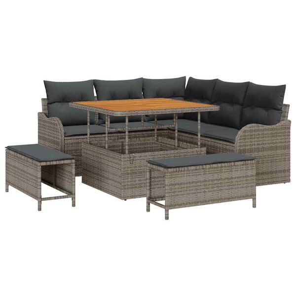 vidaXL Tuin Sofa Set 8 pcs Grijs poly rattan