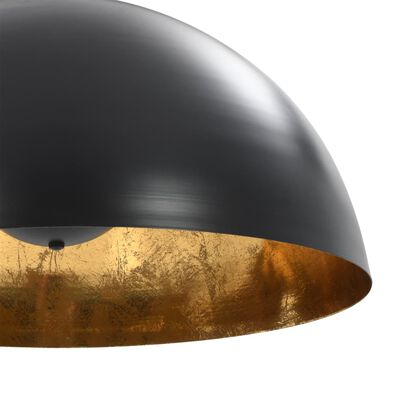 vidaXL Plafondlampen 2 st halfrond E27 50 cm zwart en goudkleurig
