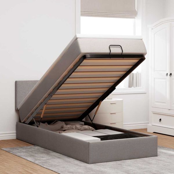 vidaXL Ottoman bed met matras 90x190cm stof taupe