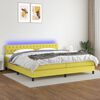 vidaXL Boxspring met matras en LED stof groen 200x200 cm