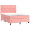 vidaXL Boxspring met matras fluweel roze 140x190 cm