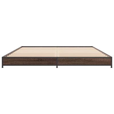 vidaXL Bedframe bewerkt hout metaal bruin eikenkleur 150x200 cm