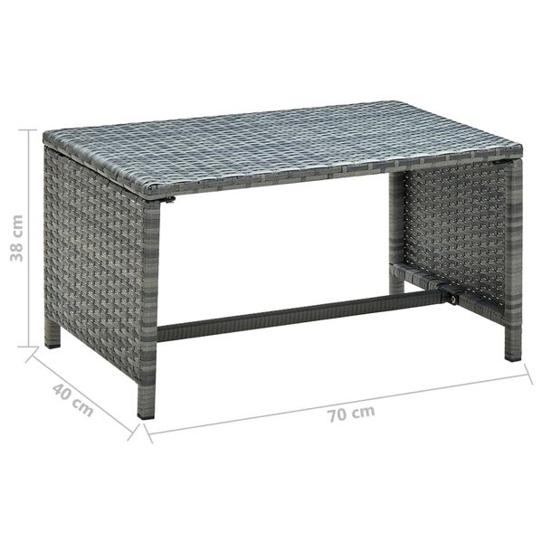 vidaXL Salontafel 70x40x38 cm poly rattan antraciet