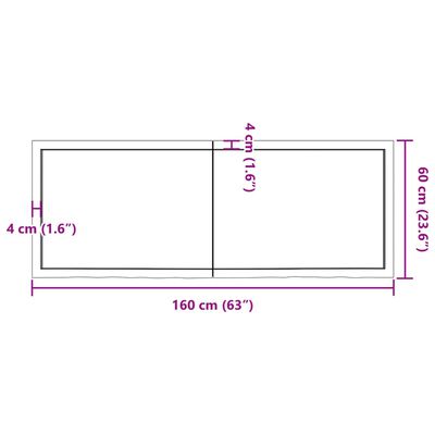 vidaXL Tafelblad 160x60x(2-6)cm behandeld eikenhout donkerbruin