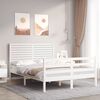 vidaXL Bedframe met hoofdbord massief hout wit 140x190 cm