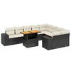 vidaXL 10-delige Loungeset met kussens poly rattan zwart