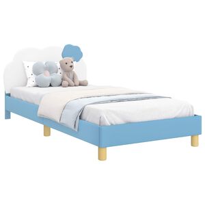 vidaXL Bedframe voor kinderen met hoofdbord Blauw 90 x 190 cm PU