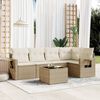 vidaXL 6-delige Loungeset met kussens poly rattan beige