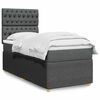vidaXL Boxspring met matras stof donkergrijs 90x200 cm