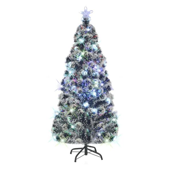 vidaXL Voorverlichte kerstboom met standaard en LED 180 cm glasvezel