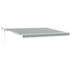 vidaXL Uitschuifbare luifel Groen en Wit 400 &times; 300 cm Polyester