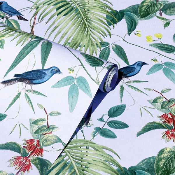 DUTCH WALLCOVERINGS Behang Exotic Garden blauw en groen