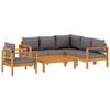 vidaXL 5-delige Loungeset met kussens massief acaciahout