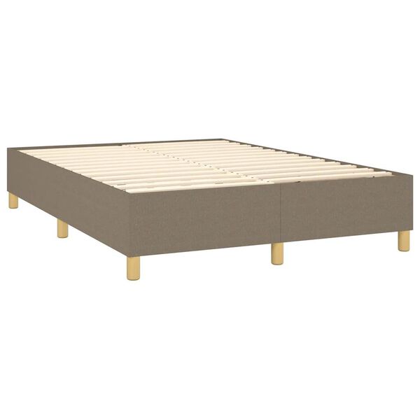 vidaXL Boxspring met matras stof taupe 140x190 cm