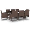 vidaXL 9-delige Tuinset poly rattan bruin