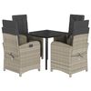 vidaXL 5-delige Tuinset met kussens poly rattan lichtgrijs