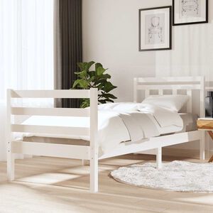 vidaXL Bedframe massief hout wit 90x200 cm