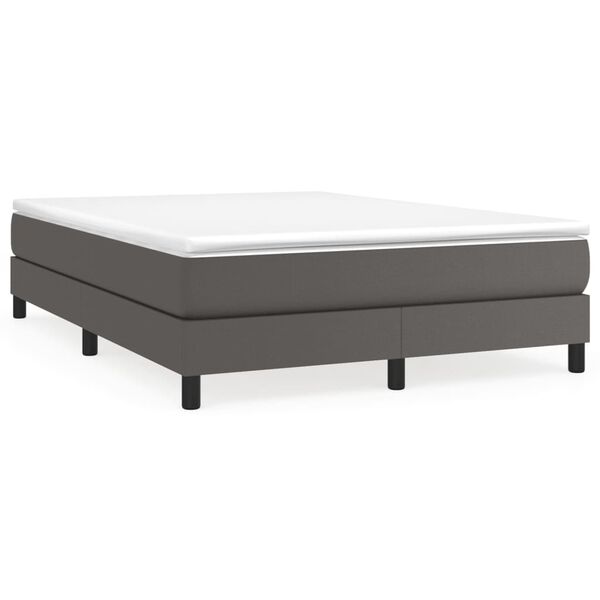vidaXL Boxspring met matras kunstleer grijs 140x190 cm