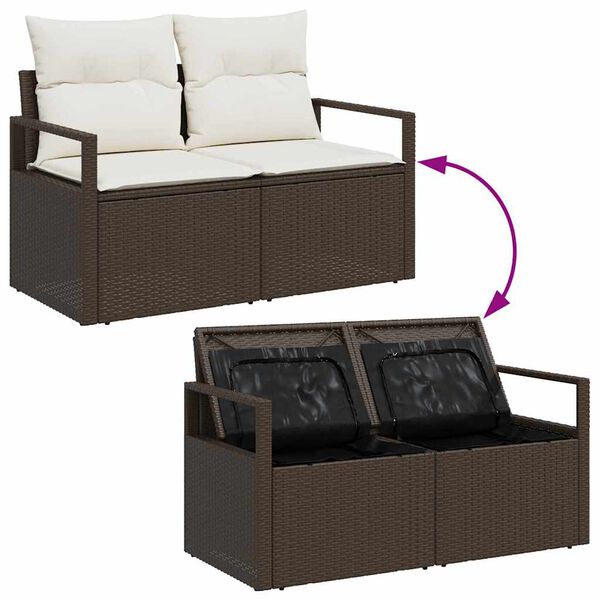 vidaXL Tuin Sofa Set met kussen 10 pcs Bruin en Cr&egrave;me poly rattan