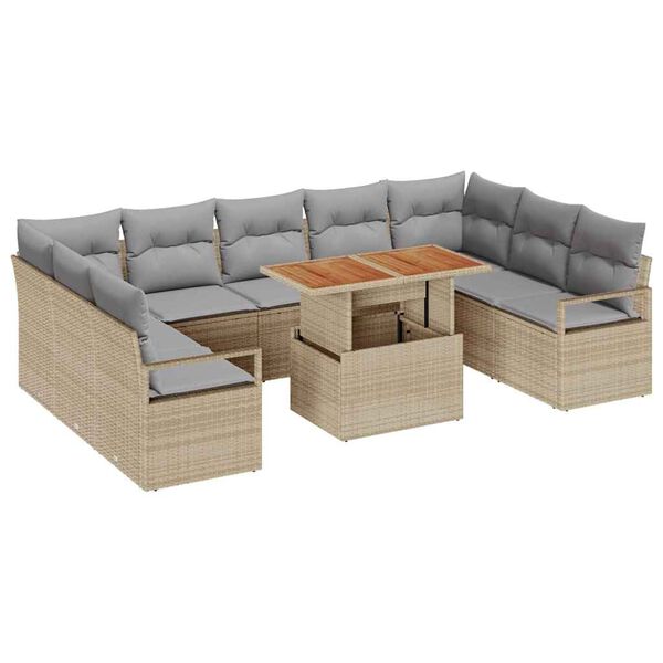 vidaXL Tuin Sofa Set met kussen met kussen 10 pcs Beige en Grijs