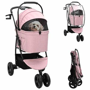 vidaXL Opvouwbare Huisdierenwagen Verstelbaar Roze 78 x 54 x 101 cm