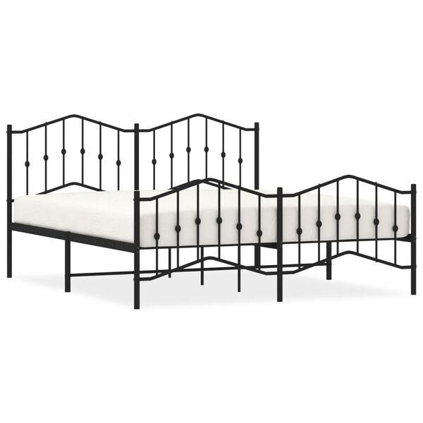 vidaXL Bedframe met hoofd- en voeteneinde metaal zwart 160x200 cm