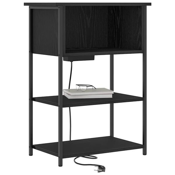 vidaXL Nachtkastje Zwart Eiken 55 x 31 x 76 cm Bewerkt hout