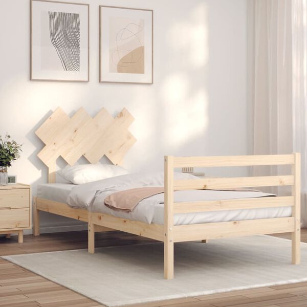 vidaXL Bedframe met hoofdbord massief hout