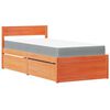 vidaXL Bed met lades en matras massief grenenhout wasbruin 100x200 cm