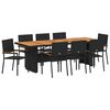 vidaXL Tuin eettafelset 9 st Zwart poly rattan