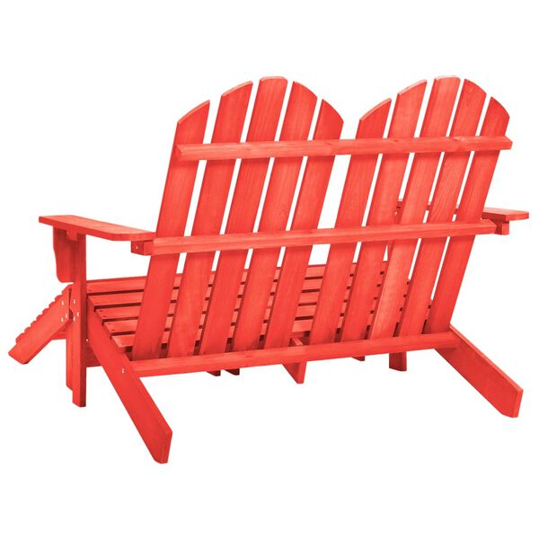 vidaXL Tuinstoel 2-zits Adirondack met voetenbank vurenhout rood