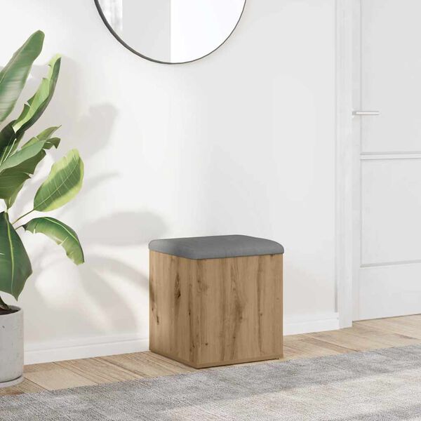 vidaXL Opbergbankje 42x42x45 cm bewerkt hout artisanaal eikenkleur