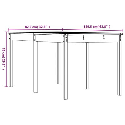 vidaXL Tuintafel 159,5x82,5x76 cm massief grenenhout