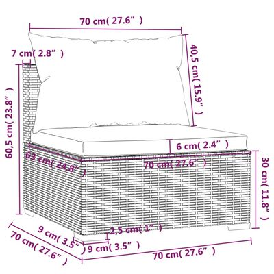 vidaXL 9-delige Loungeset met kussens poly rattan zwart