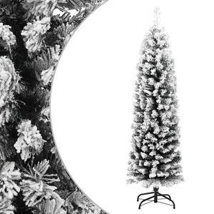 vidaXL Kunstkerstboom met sneeuw smal 120 cm PVC groen