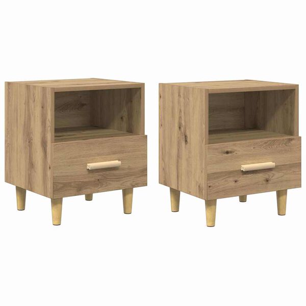 vidaXL Nachtkastje 2 pcs Artisan Eiken 40 x 35 x 47 cm Bewerkt hout