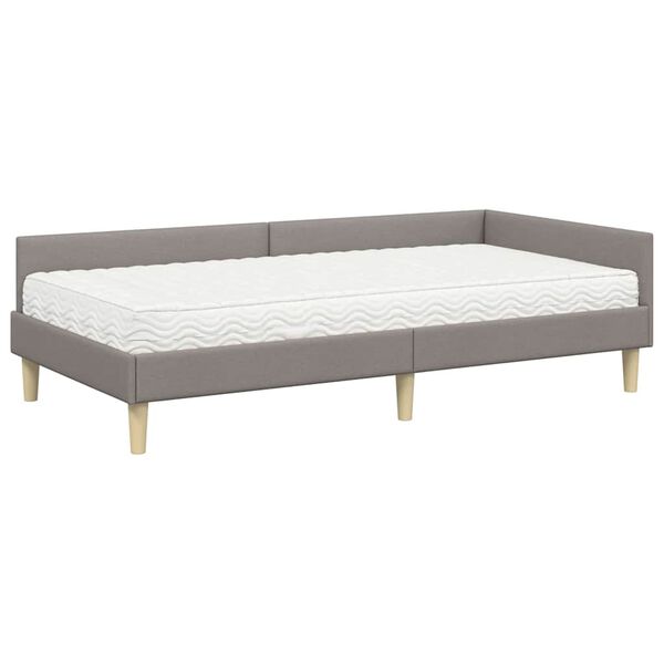 vidaXL Hoekbedframe met Matras met matras 2 pcs Taupe Stof