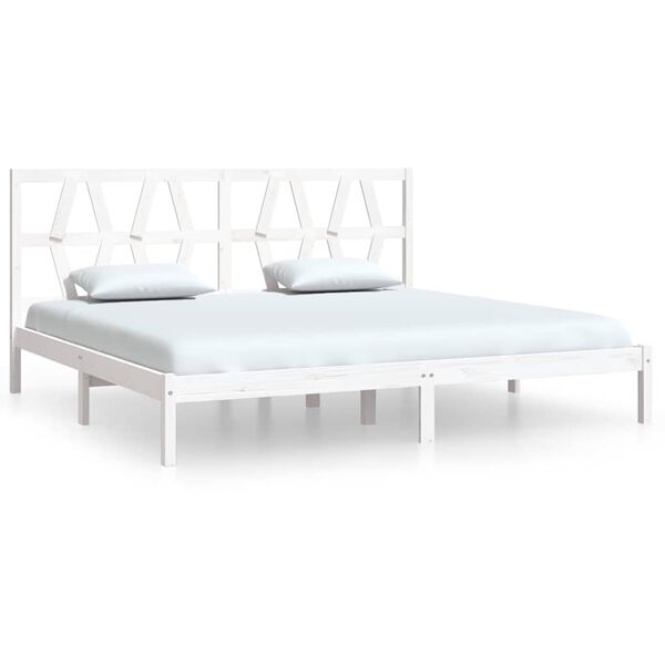 vidaXL Bedframe zonder matras wit massief hout 200x200 cm