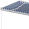 vidaXL Luifel automatisch uittrekbaar met palen 4,5x3,5 m blauw en wit