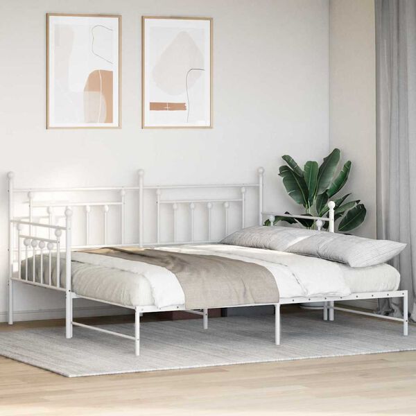 vidaXL Bedframe voor een daybed Wit 100 x 200 cm Staal