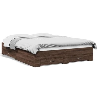 vidaXL Bedframe met lades bewerkt hout bruin eikenkleur 160x200 cm