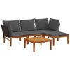 vidaXL 5 st Massief acaciahout & touw Naturel