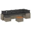 vidaXL 8-delige Loungeset met kussens poly rattan grijs