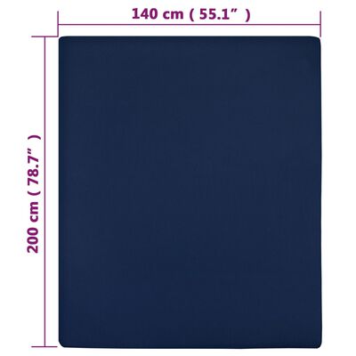 vidaXL Hoeslakens 2 st jersey 140x200 cm katoen marineblauw
