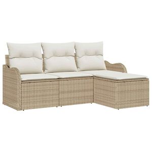 vidaXL Tuin Sofa Set met opslag 4 pcs Beige poly rattan