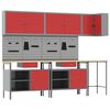 vidaXL Werkkast set met lade met plank met opslag 10 st Rood en Grijs