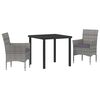 vidaXL Tuin eettafelset 3 st Grijs poly rattan